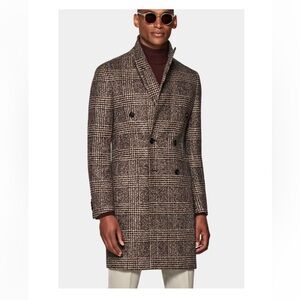 Suitsupply Brown Checked Wool/Alpaca Over Coat